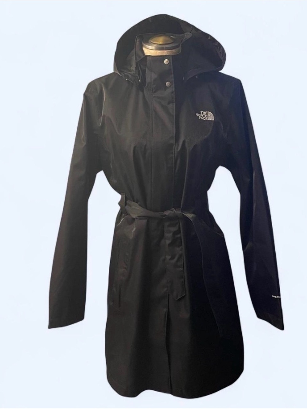The North Face Women's Black Hooded Trench Coat with Belt